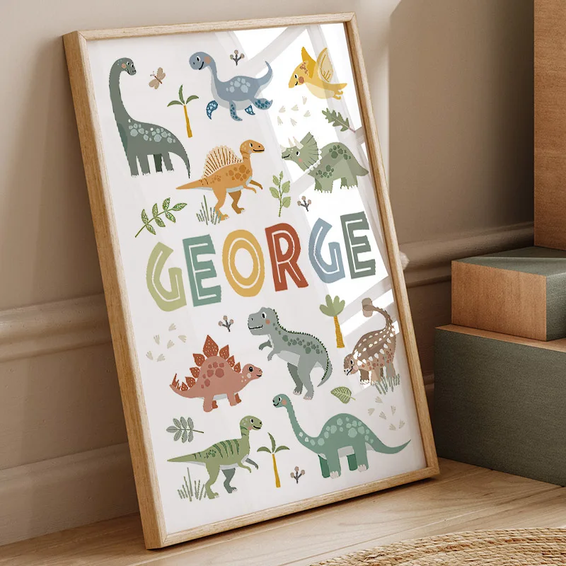 Baby Nursery Posters - Sevimli Dinozor T-Rex Brachiosaurus Kreş Duvar