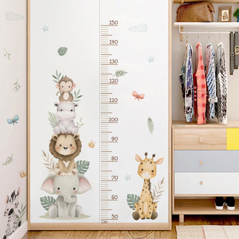 Baby Nursery Jungle Animals - Yeni Çocuk Büyüme Tablosu Etiketi Orman