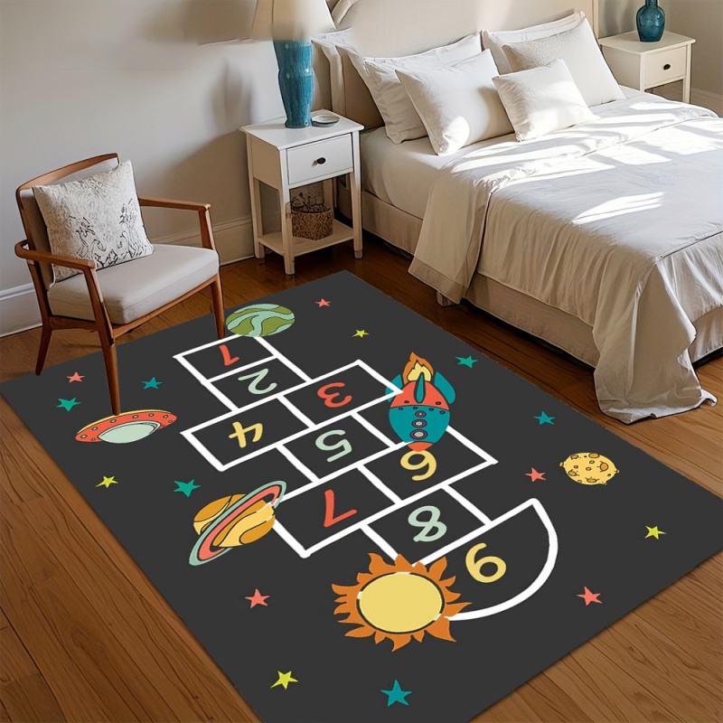 Baby Nursery Carpet - Karikatür Uzay Seksek Numarası Alan Kilim