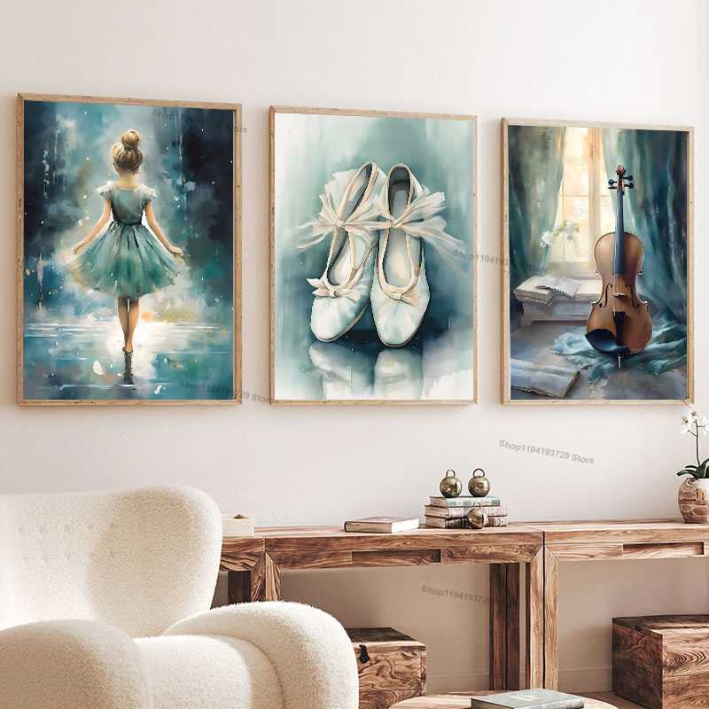 Baby Nursery Posters - Suluboya Bale Kız Ayakkabıları Çello Kreş