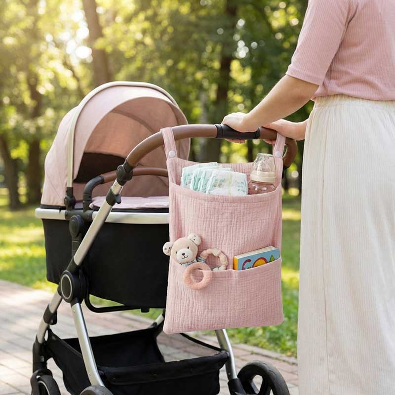 Baby Nursery Bags - Saf Pamuk Bebek Arabası Asılı Çanta