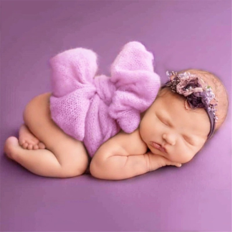 Baby Wrap Stretchy - 2 adet Kelebek Fiyonk Poz Kemeri,