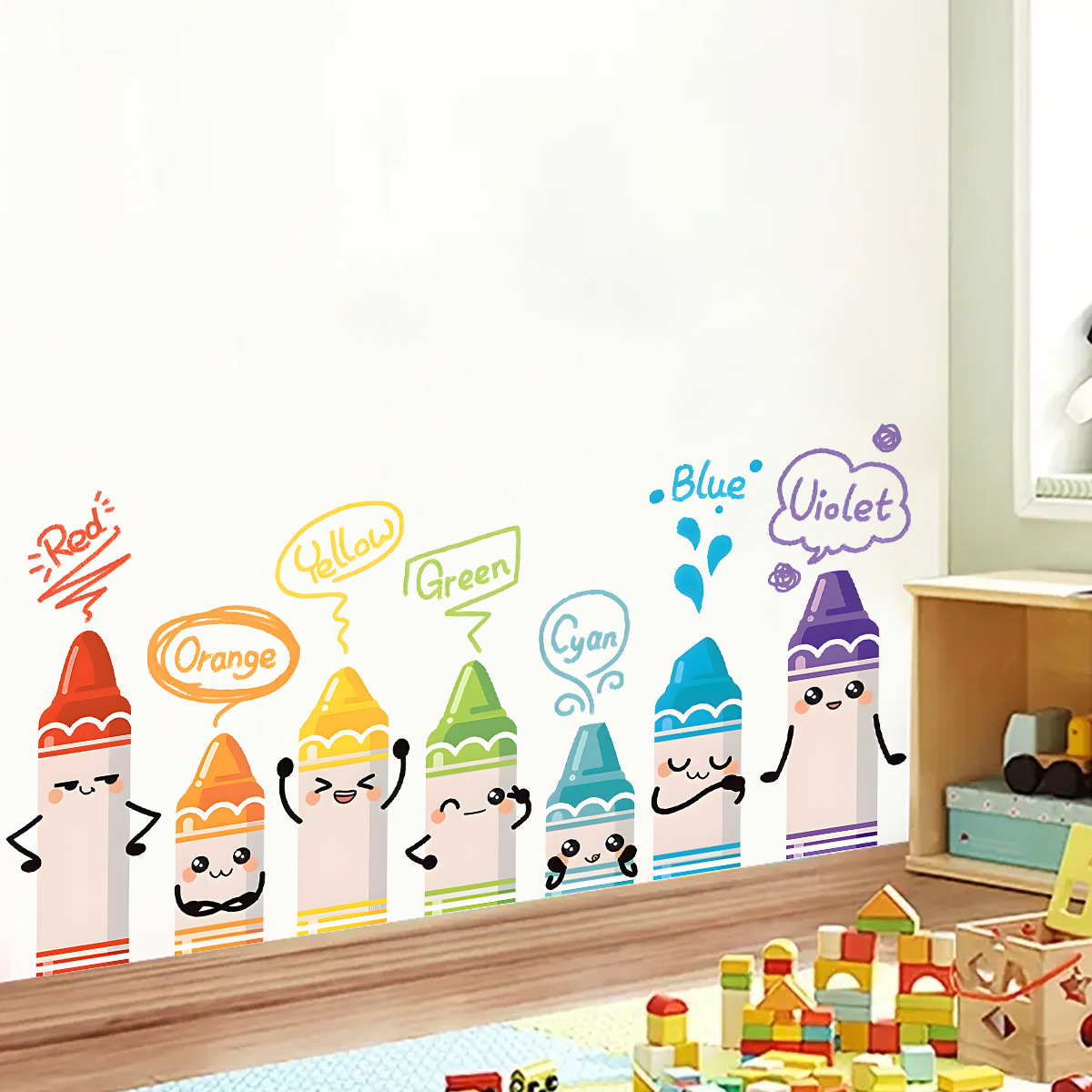Baby Nursery Furniture - Karikatür sevimli renkli mum boya desen