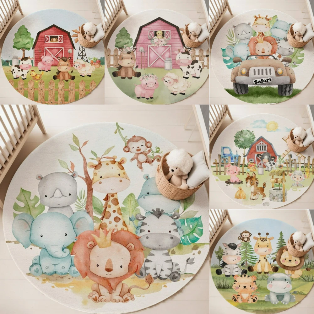 Baby Nursery Carpet - Orman Hayvanları Çocuk Odası Halısı, Oturma