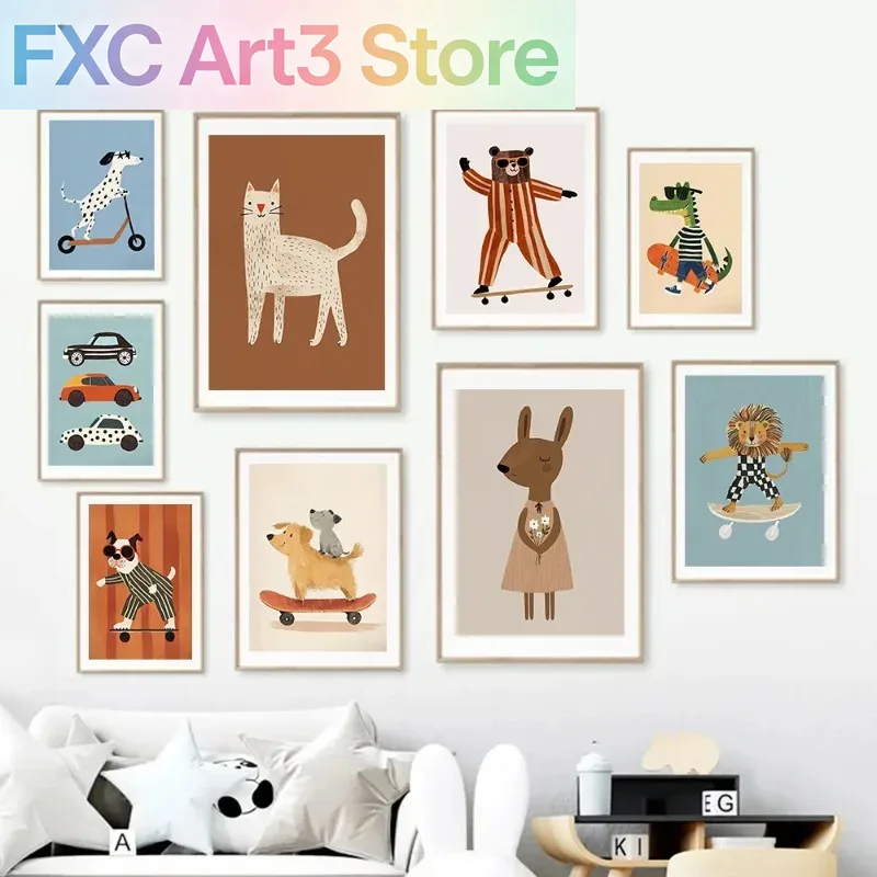Baby Nursery Posters - 1 adet çerçevesiz Komik Hayvanlar Tavşan