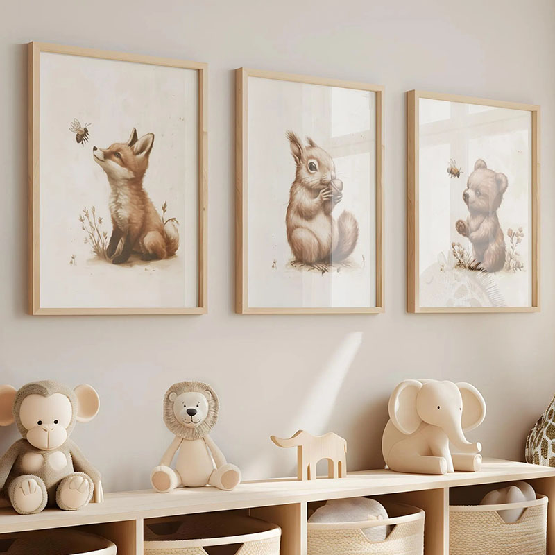 Baby Nursery Posters - Ayı Tavşan Tilki Geyik Sincap Fare