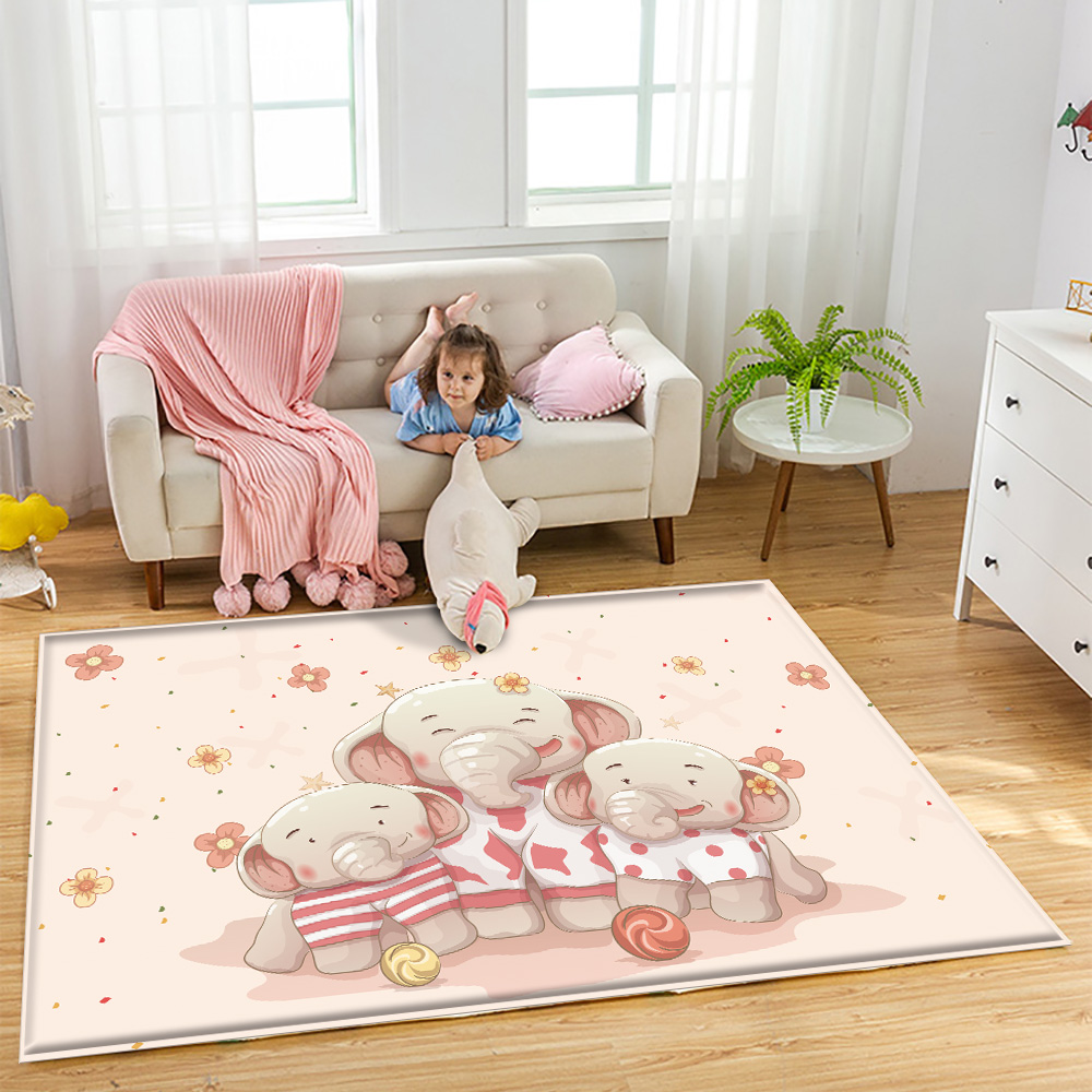 Baby Nursery Carpet - Sıcak Fil Aile Desen Çocuk Oyun
