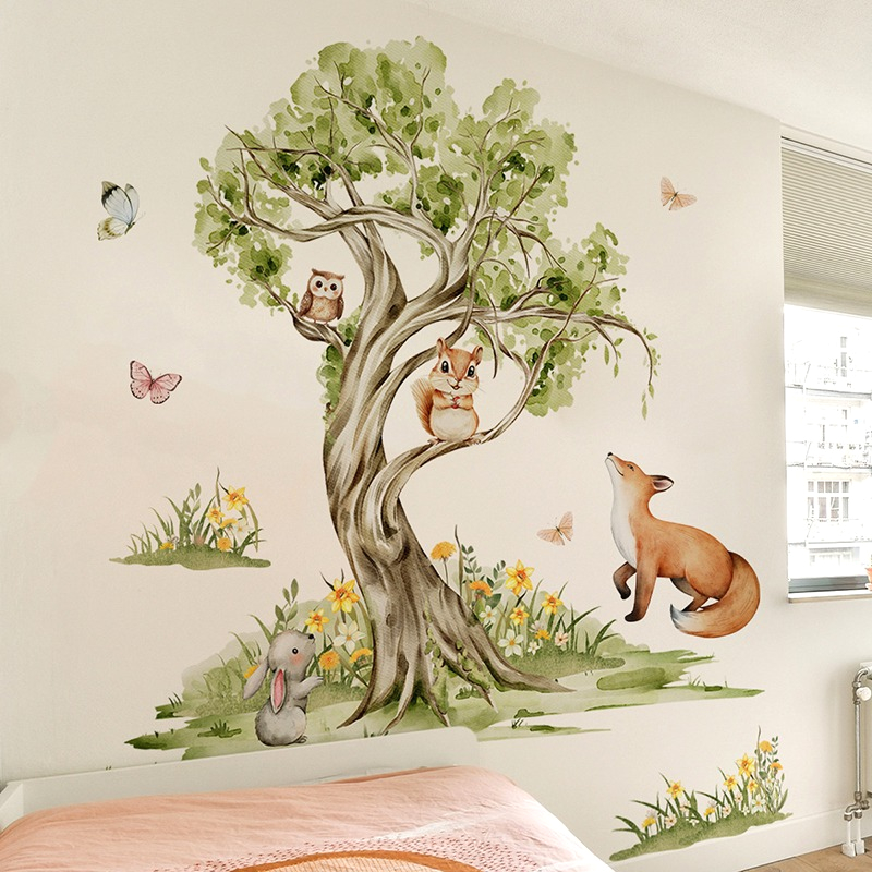 Suluboya Orman Büyük Ağaç Hayv - Baby Nursery Jungle Animals incelemesi ve fiyatı