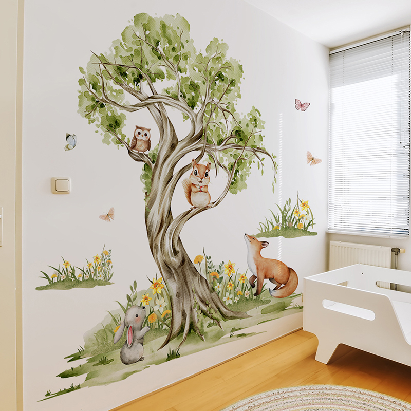 Suluboya Orman Büyük Ağaç Hayv - Baby Nursery Jungle Animals incelemesi ve fiyatı
