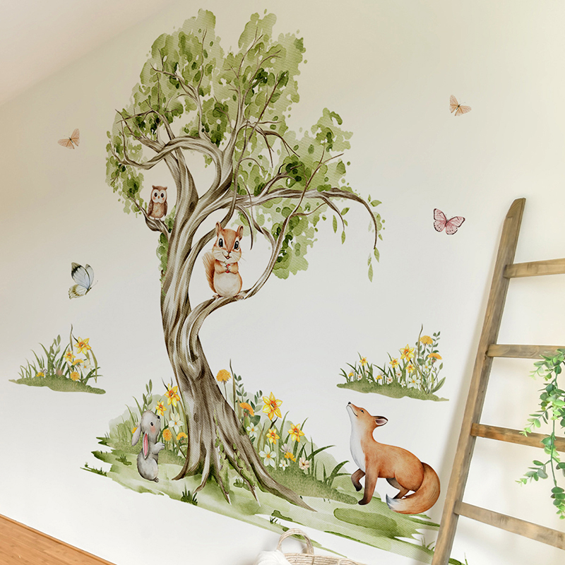Suluboya Orman Büyük Ağaç Hayv - Baby Nursery Jungle Animals incelemesi ve fiyatı