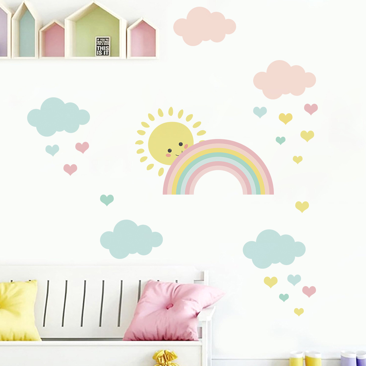 Karikatür Güneş Gökkuşağı Bulu - Baby Nursery Posters incelemesi ve fiyatı