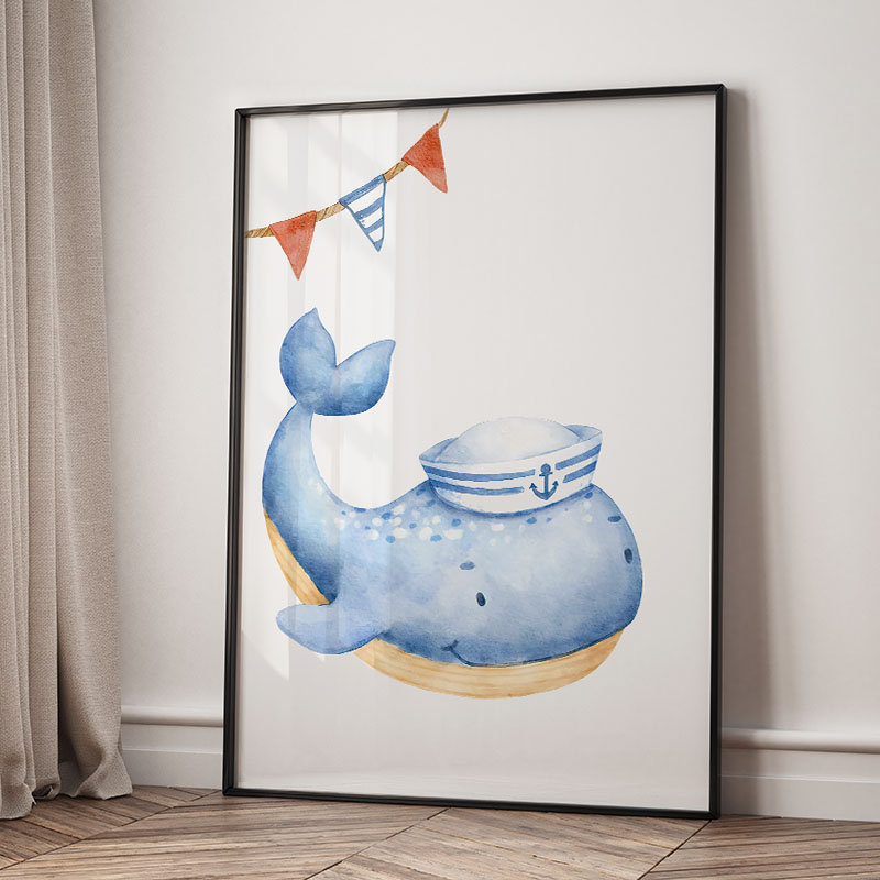 Ayı Balina Yelkenli Deniz Fene - Baby Nursery Posters incelemesi ve fiyatı