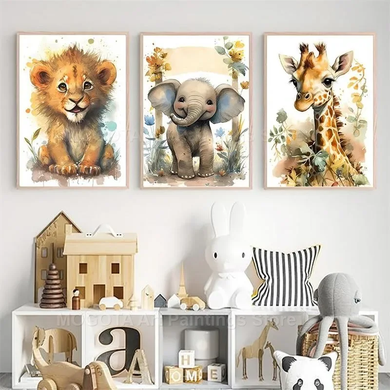 Suluboya Aslan Zürafa Kaplan F - Baby Nursery Posters incelemesi ve fiyatı