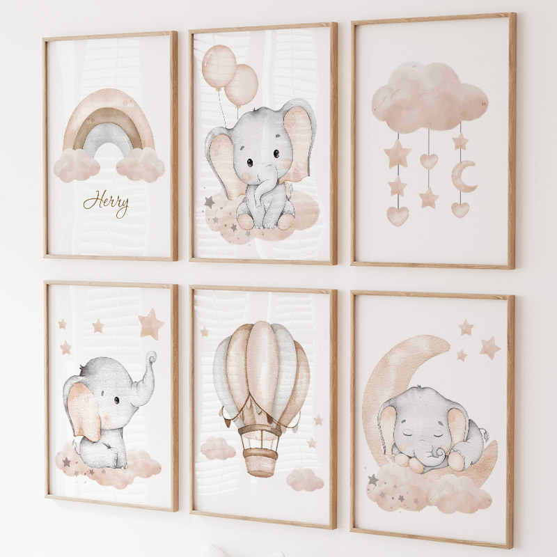 Sevimli Fil Sıcak Balon Ay Gök - Baby Nursery Posters incelemesi ve fiyatı