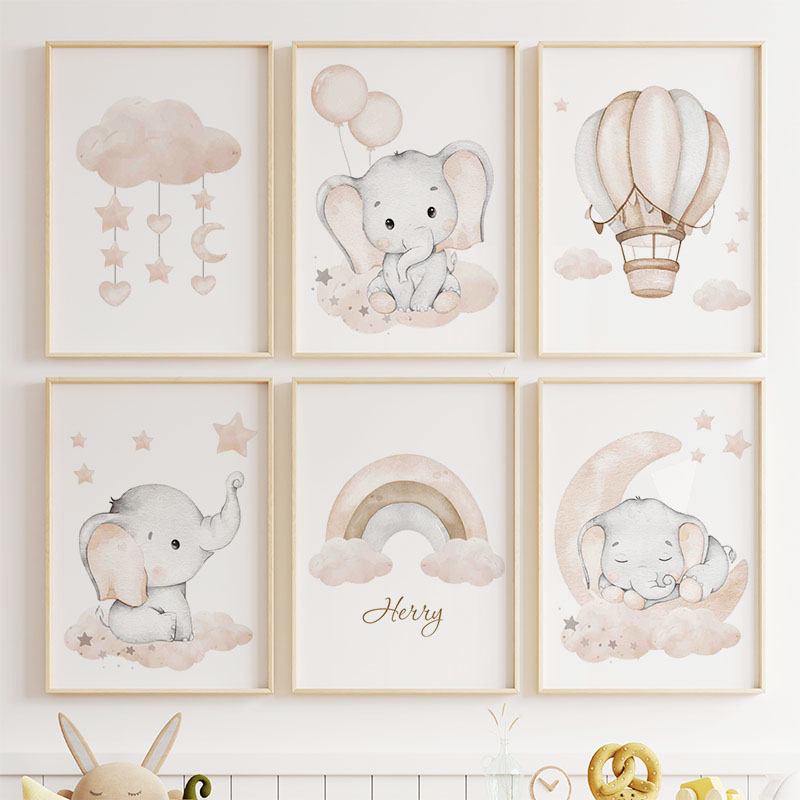 Sevimli Fil Sıcak Balon Ay Gök - Baby Nursery Posters incelemesi ve fiyatı