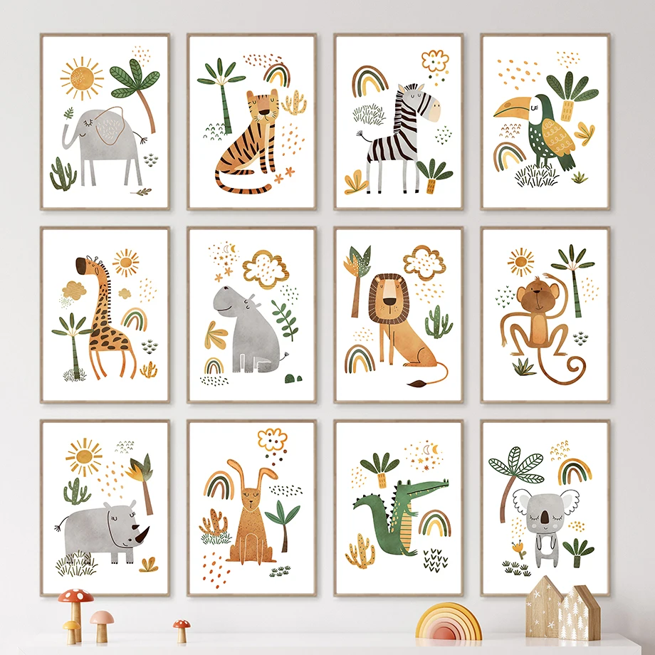 Zürafa Fil Kaplan Zebra Toucan - Baby Nursery Jungle Animals incelemesi ve fiyatı