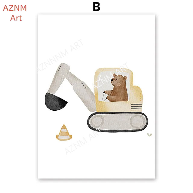 Sevimli Boho Ayı Vinç Ekskavat - Baby Nursery Posters incelemesi ve fiyatı