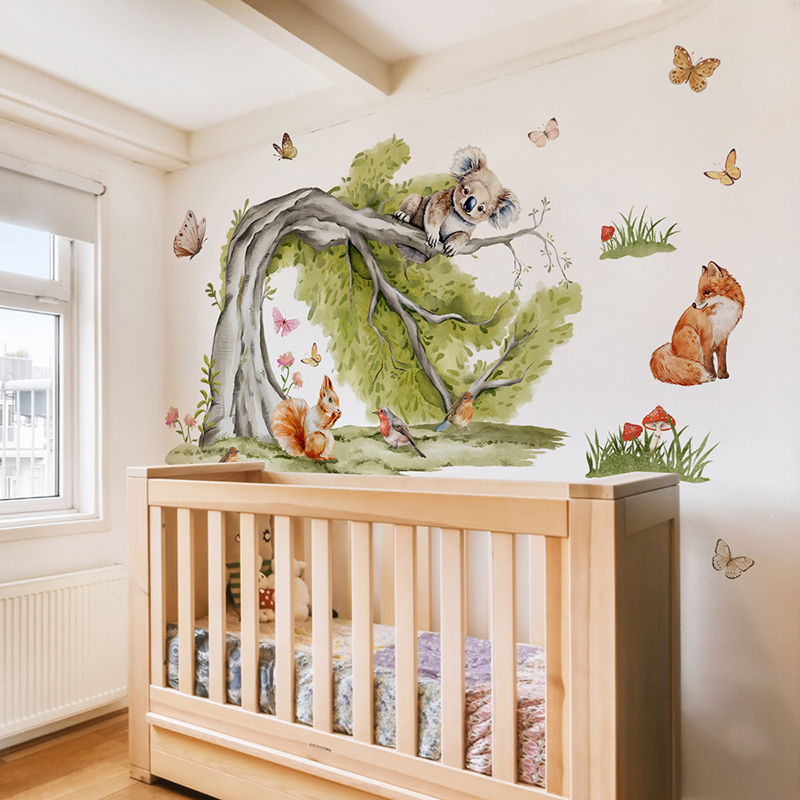 Orman Büyük Ağaç Hayvanlar Duv - Baby Nursery Jungle Animals incelemesi ve fiyatı