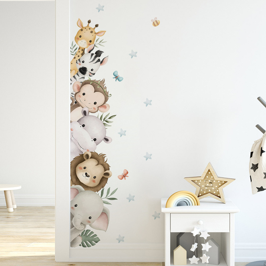 Kapı Çıkartmaları Suluboya Sev - Baby Nursery Jungle Animals incelemesi ve fiyatı
