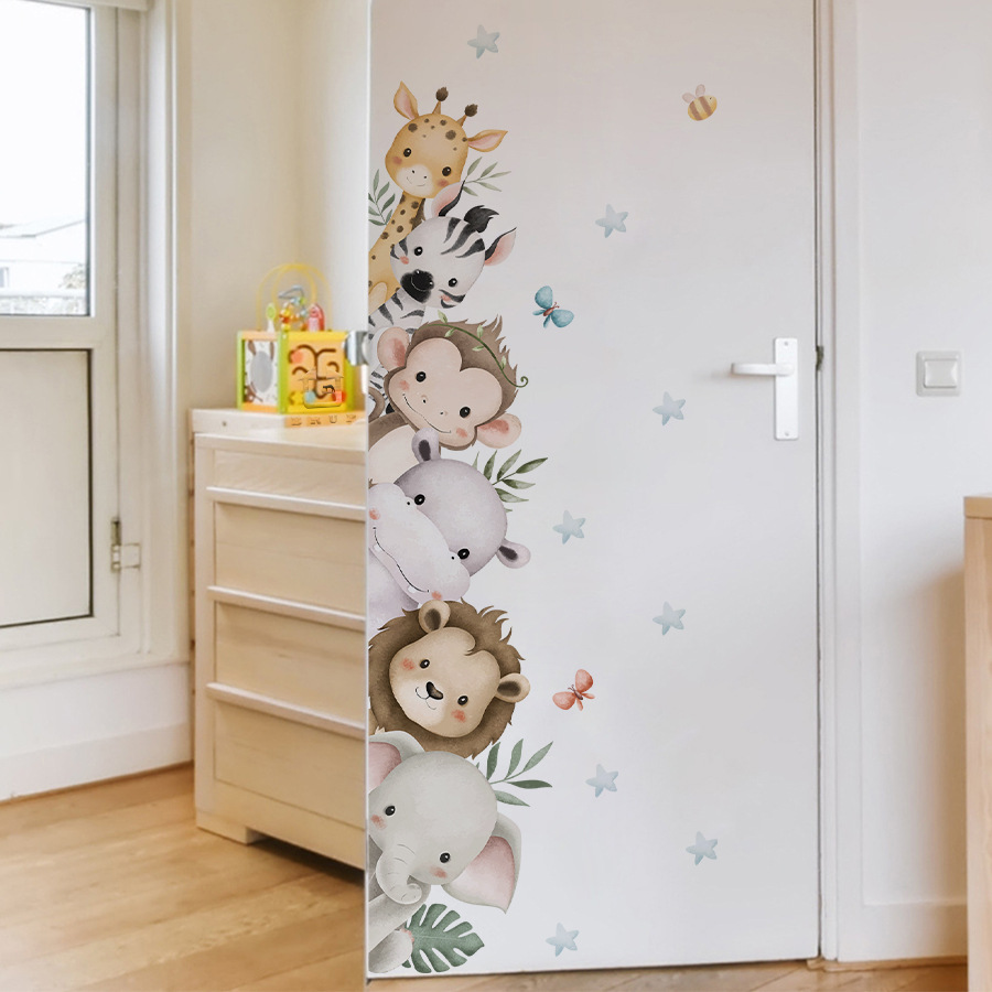 Kapı Çıkartmaları Suluboya Sev - Baby Nursery Jungle Animals incelemesi ve fiyatı