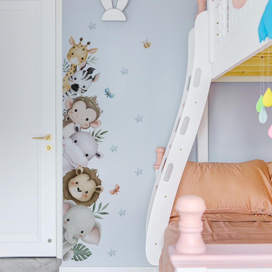 Kapı Çıkartmaları Suluboya Sev - Baby Nursery Jungle Animals incelemesi ve fiyatı