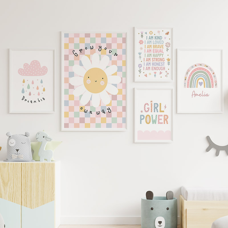Güneş çiçek gökkuşağı bulut ka - Baby Nursery Posters incelemesi ve fiyatı